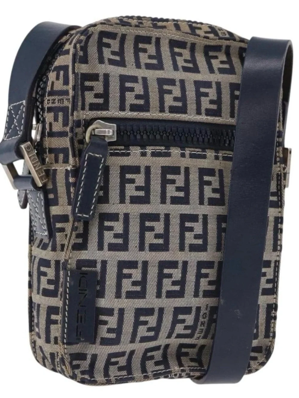 Fendi Brown and Black FF Logo Messenger Pouch
